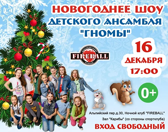 Новогоднее шоу Детского ансамбля Гномы 08 декабря 2017 Клуб  FIREBALL Санкт-Петербург